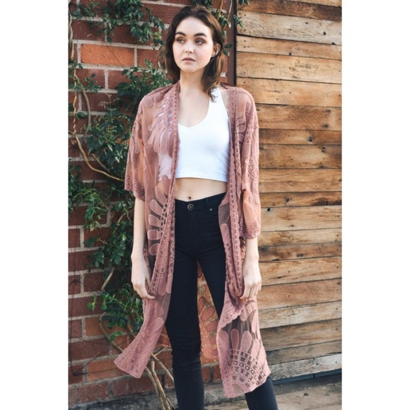 Black Fox Charm Other - New Embroidered Sheer Bohemian Lace Kimono Duster